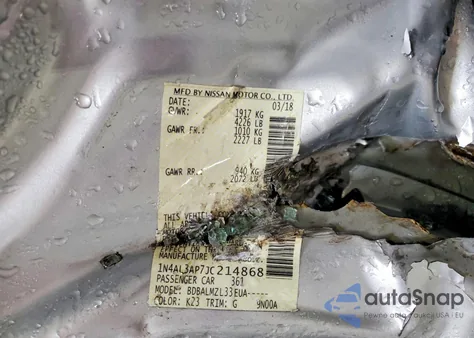 2018 Nissan Altima 2.5 Sv из США, поврежденный, VIN 1N4AL3AP7JC214868